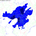 Keihanšin MMA od leta 2015 z osrednjimi mesti v temno modri barvi: Osaka, Sakai, Kjoto, Kobe