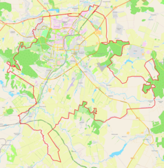 Mapa konturowa Sarańska, blisko centrum na lewo u góry znajduje się punkt z opisem „Sarańsk”