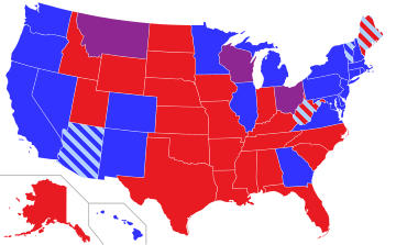 Map of the Senate composition by state and party