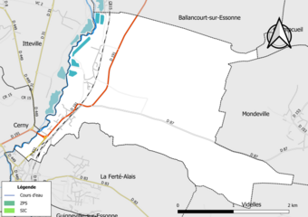 Carte des zones Natura 2000 de la commune.