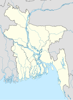 Mapa konturowa Bangladeszu, na dole po lewej znajduje się punkt z opisem „Szatkhira”