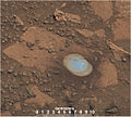 "Bonanza King" rock on Mars – dusted and initially drilled (11 September 2014).