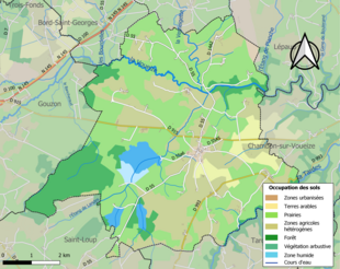 Carte en couleurs présentant l'occupation des sols.