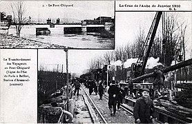 La gare d'Arsonval-Jaucourt lors de la crue de 1910,