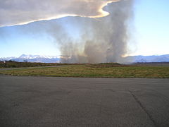 Début d'incendie par régime de foehn dans les Hautes-Pyrénées.