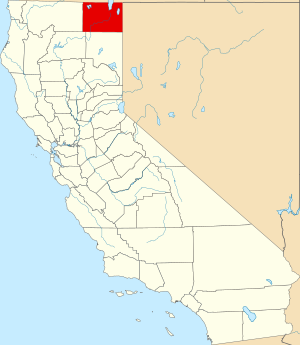 Map of California highlighting Modoc County