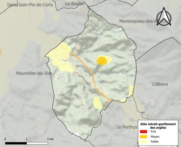 Carte des zones d'aléa retrait-gonflement des argiles.