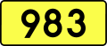 English: Sign of DW 983 with oficial font Drogowskaz and adequate dimensions.