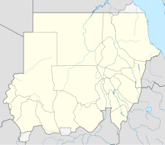 Mapa konturowa Sudanu, blisko centrum na prawo znajduje się punkt z opisem „Stade de Al-Merrikh”