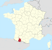 Lage des Departements Hautes-Pyrénées in Frankreich