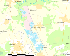 Mapa obce Chemilly-sur-Yonne