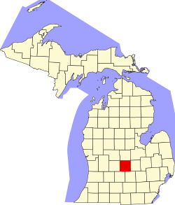 map of Michigan highlighting Clinton County