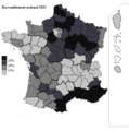 Résultats électoraux du Rassemblement national au premier tour par département.