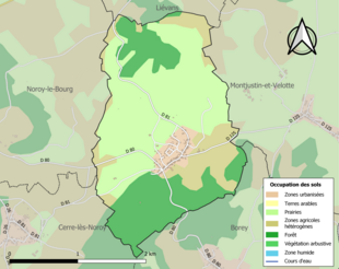 Carte en couleurs présentant l'occupation des sols.