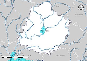 Territoire à risques importants d'inondation (TRI) dans la Sarthe.