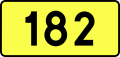 English: Sign of DW 182 with oficial font Drogowskaz and adequate dimensions.