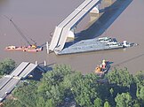 Damage to the Interstate 40 bridge