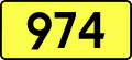 English: Sign of DW 974 with oficial font Drogowskaz and adequate dimensions.