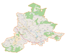 Mapa konturowa powiatu jarosławskiego, u góry po lewej znajduje się punkt z opisem „Wola Buchowska”