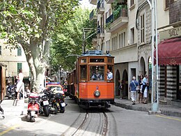 Coche motor del tranvía de Sóller, España.