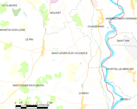 Mapa obce Saint-Léger-sur-Vouzance