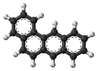 Ball-and-stick model of the benz[a]anthracene molecule