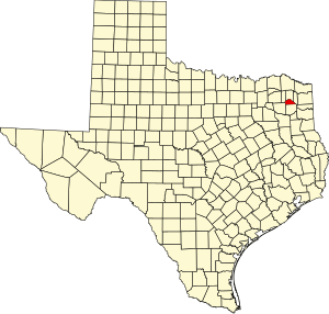 Map of Texas highlighting Camp County