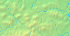 Mapa konturowa Beskidu Wyspowego, blisko centrum na lewo znajduje się punkt z opisem „Schronisko na Śnieżnicy”