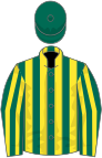 Dark green and yellow stripes, dark green cap