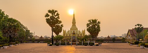 Pha That Luang Sunrise Panorama BLS