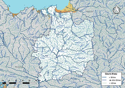 Carte de l'ensemble du réseau hydrographique d'Ille-et-Vilaine.