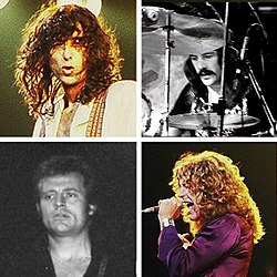 Vasemmalta ylhäältä myötäpäivään: Jimmy Page, John Bonham, Robert Plant, John Paul Jones