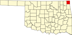 map of Oklahoma highlighting Ottawa County