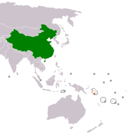 Map indicating locations of China and Solomon Islands