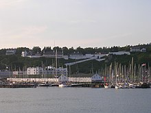 Ships docked in a harbor