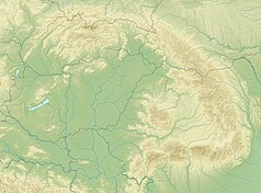 Mapa konturowa Karpat, u góry po prawej znajduje się punkt z opisem „schronisko”