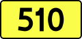 English: Sign of DW 510 with oficial font Drogowskaz and adequate dimensions.