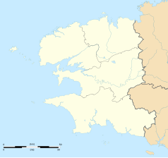 Mapa konturowa Finistère, na dole po prawej znajduje się punkt z opisem „Baye”