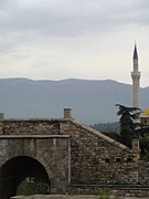 Minarete de Mustapha Pasha Mosque en la Fortaleza de Skopie