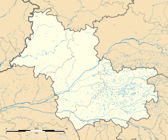 Mapa konturowa Loir-et-Cher, blisko centrum na dole znajduje się punkt z opisem „Seur”