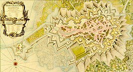 Vesting Bergen op Zoom. In kaart gebracht in opdracht van de Franse Generaal Löwenthal, gedurende de belegering in 1747.