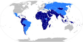 Map of the world indicating members and observers of the Non-Aligned Movement