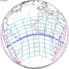 Carte de l'éclipse générale.