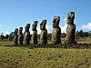 Moai facing the ocean.