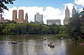 Central Park West buildings over Lake.