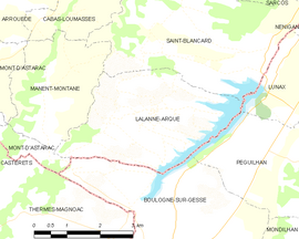 Mapa obce Lalanne-Arqué