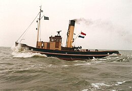 Stoomsleepboot Noordzee op zee