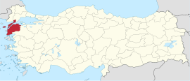 Location of the province within Turkey