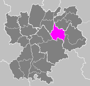 Arrondissement Chambéry na mapě regionu Rhône-Alpes