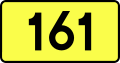 English: Sign of DW 161 with oficial font Drogowskaz and adequate dimensions.